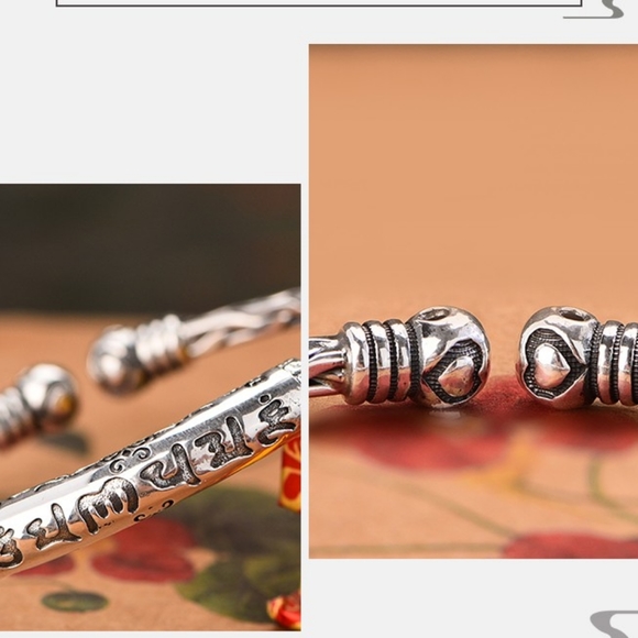 999 Etched Pure  Silver Tribal Cuff Bracelet - Picture 11 of 16